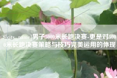 松滋男子5000米长跑决赛-更是对5000米长跑决赛策略与技巧完美运用的体现
